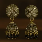 Golden Black Beaded Jhumka Earrings for Women _ Stylish Party Wear Ethnic Earrings for Saree, Western Dresses & Festive Look 2