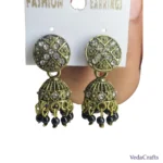 Golden Black Beaded Jhumka Earrings for Women _ Stylish Party Wear Ethnic Earrings for Saree, Western Dresses & Festive Look 2