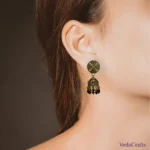 Golden Black Beaded Jhumka Earrings for Women _ Stylish Party Wear Ethnic Earrings for Saree, Western Dresses & Festive Look 2