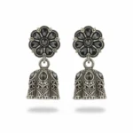 Buy Oxidized Silver Plated Floral Stud Jhumka Earrings Online