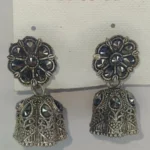 Buy Oxidized Silver Plated Floral Stud Jhumka Earrings Online