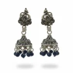 Oxidized Silver Plated Peacock Design Jhumka Earrings